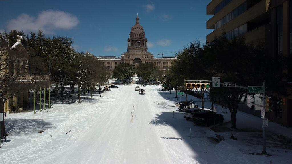 Snowstorm at Texas Capitol