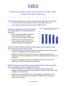 Improving Dual Credit Outcomes One Pager