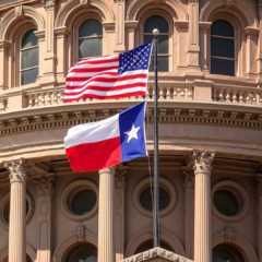 U.S. & Texas flags graphic