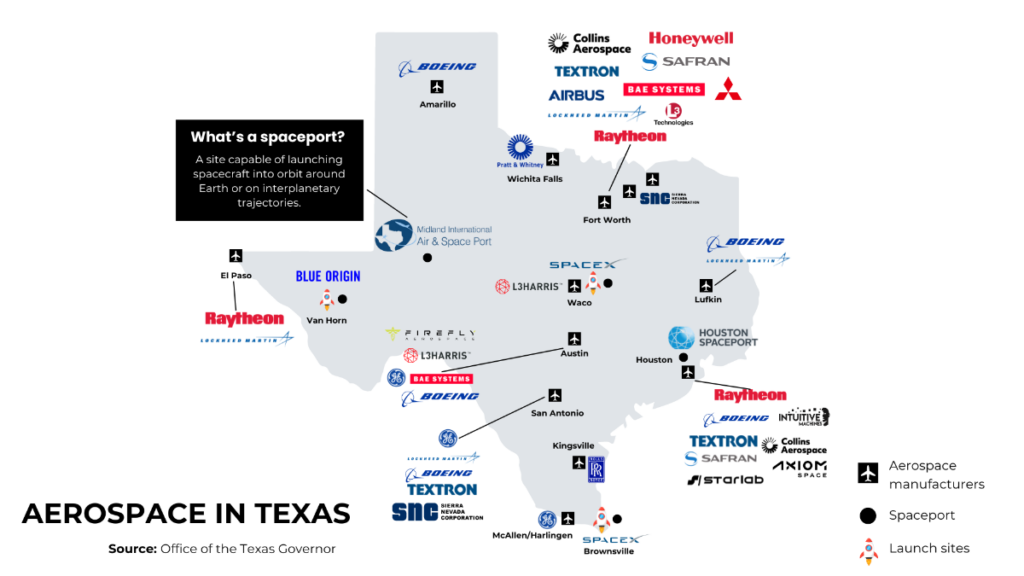 Texas aerospace industry map