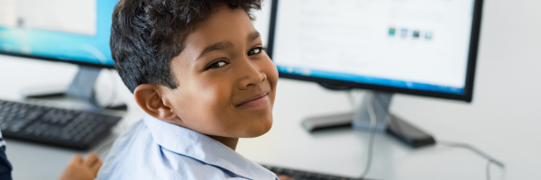 schoolchild and computer image
