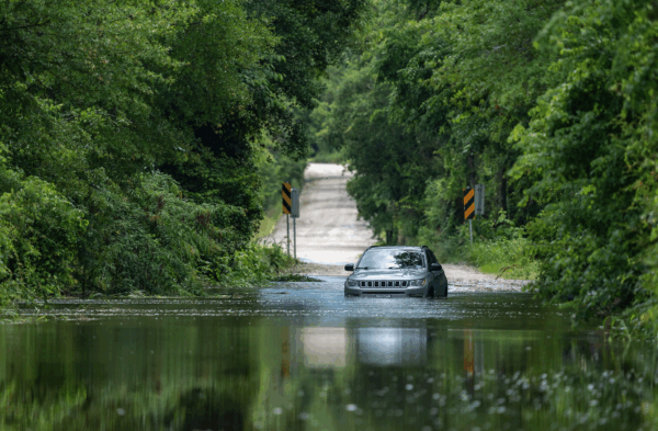 flood high water stranded car