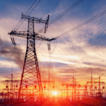 power lines at sunset