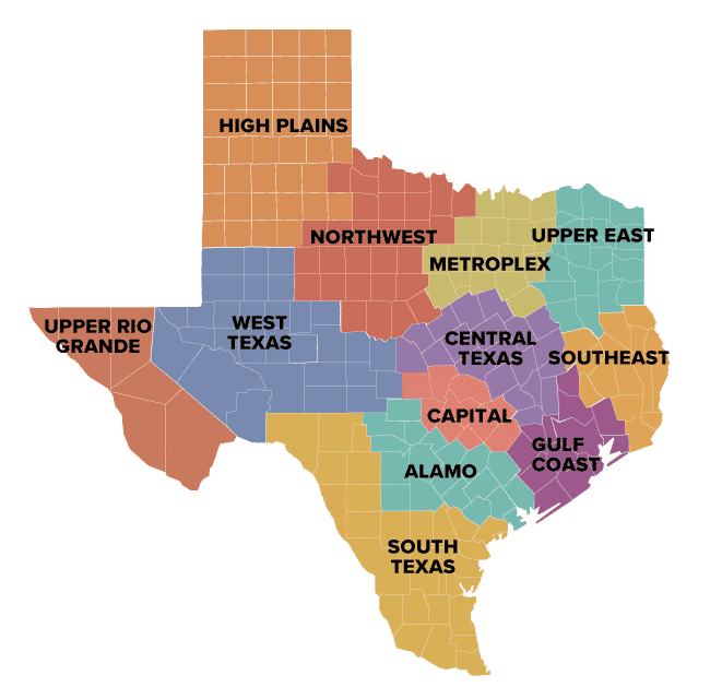 TX regions map