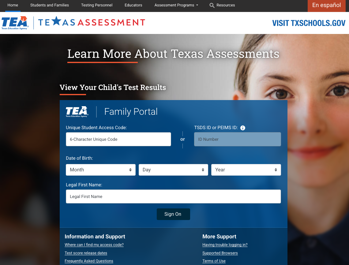 how to read STAAR results Family Portal image