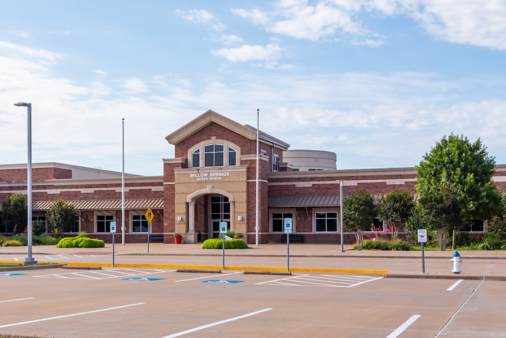 The front of a public school in Texas